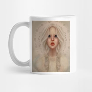 Nicole Kidman Fan Art Fairy Ice Queen Illustration Silver Hair in Braids Moon Phase Background Lace Top Mug